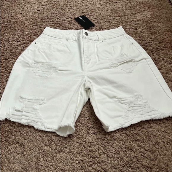 White Distressed Denim Shorts - Picture 3 of 11